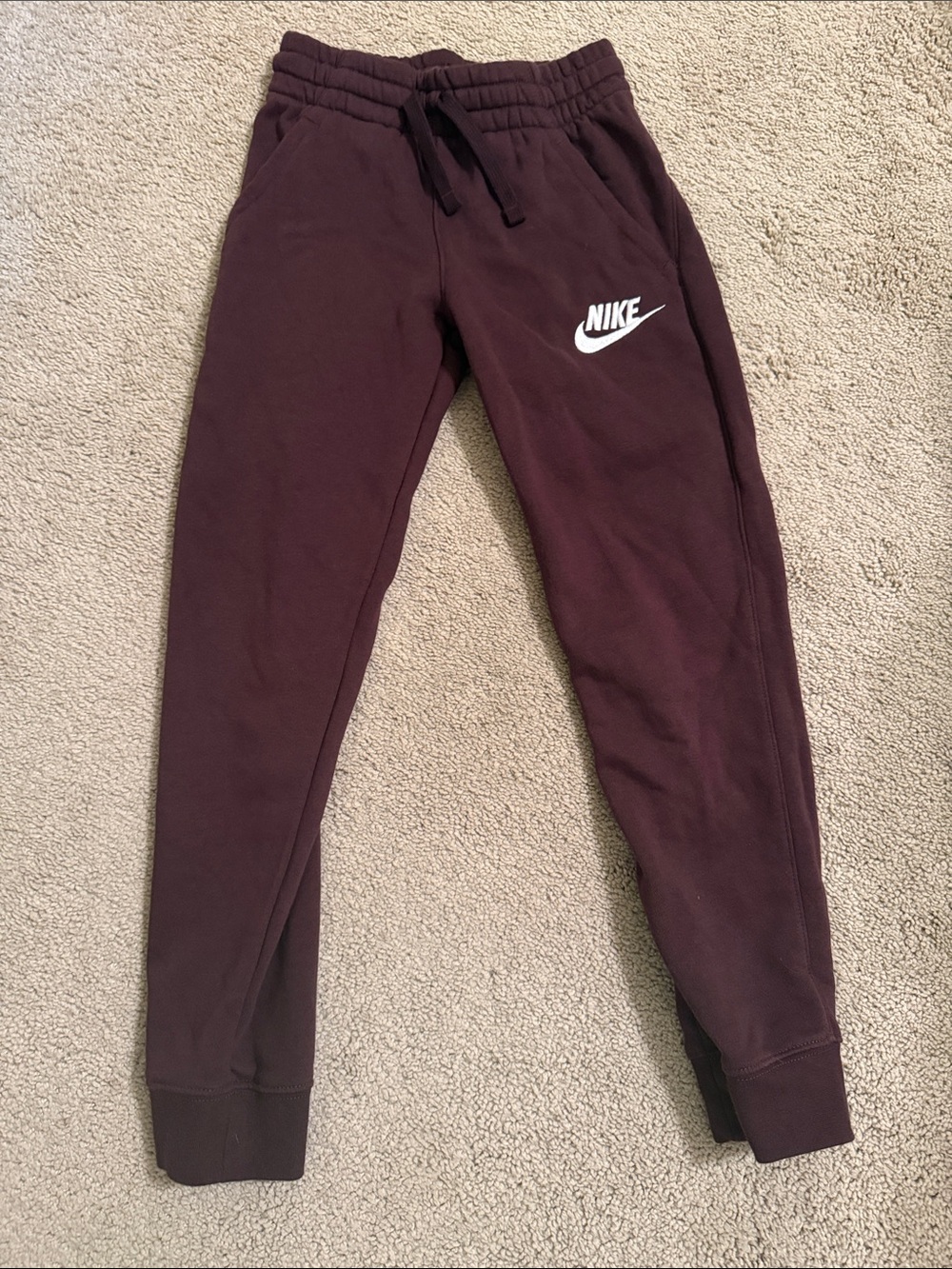 Nike Kids Burgundy Jogger Sweatpants with White Logo